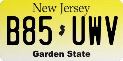 NJ license plate B85UWV
