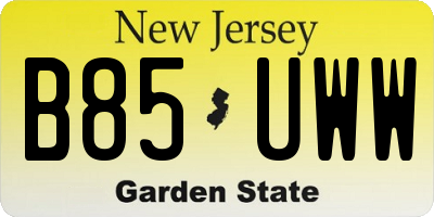 NJ license plate B85UWW