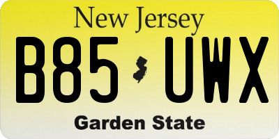 NJ license plate B85UWX