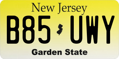 NJ license plate B85UWY