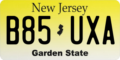 NJ license plate B85UXA