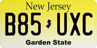 NJ license plate B85UXC