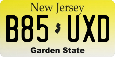 NJ license plate B85UXD