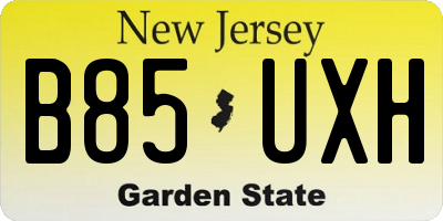 NJ license plate B85UXH