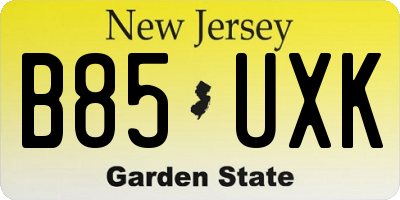 NJ license plate B85UXK