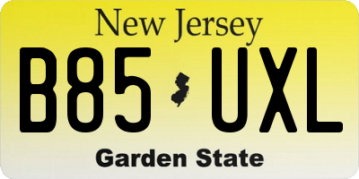 NJ license plate B85UXL