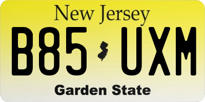 NJ license plate B85UXM