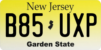 NJ license plate B85UXP