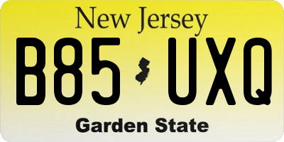 NJ license plate B85UXQ