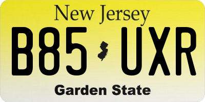 NJ license plate B85UXR