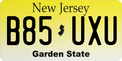 NJ license plate B85UXU