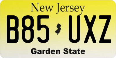 NJ license plate B85UXZ