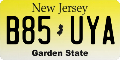 NJ license plate B85UYA