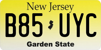 NJ license plate B85UYC