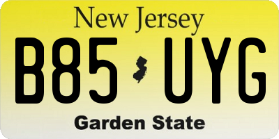 NJ license plate B85UYG