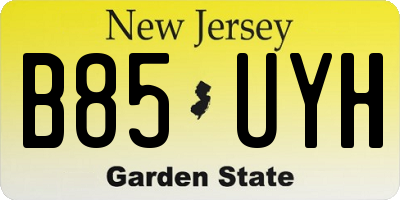 NJ license plate B85UYH