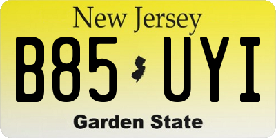 NJ license plate B85UYI