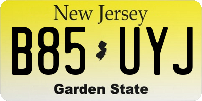NJ license plate B85UYJ
