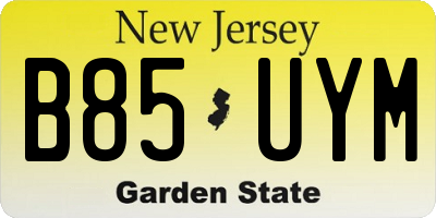 NJ license plate B85UYM