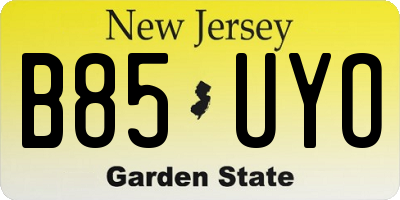 NJ license plate B85UYO