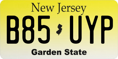 NJ license plate B85UYP