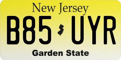 NJ license plate B85UYR