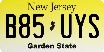 NJ license plate B85UYS