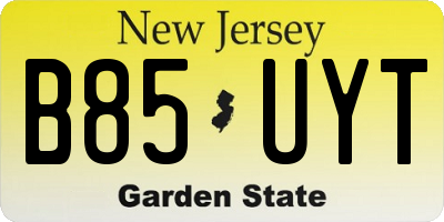 NJ license plate B85UYT