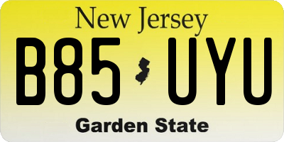 NJ license plate B85UYU