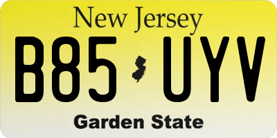 NJ license plate B85UYV