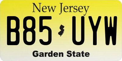 NJ license plate B85UYW