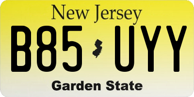 NJ license plate B85UYY