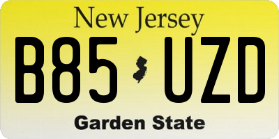 NJ license plate B85UZD
