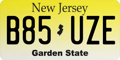 NJ license plate B85UZE