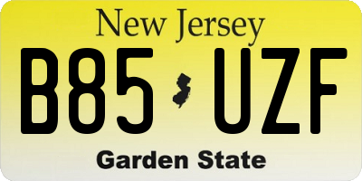 NJ license plate B85UZF