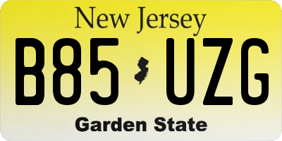 NJ license plate B85UZG