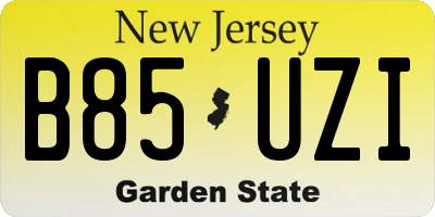 NJ license plate B85UZI