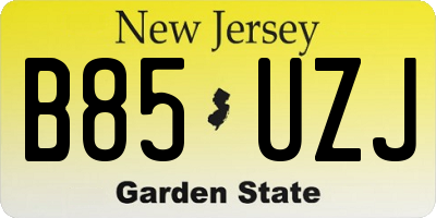NJ license plate B85UZJ