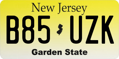 NJ license plate B85UZK