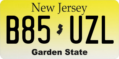 NJ license plate B85UZL