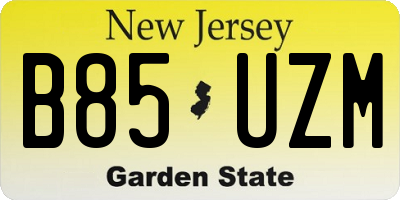 NJ license plate B85UZM