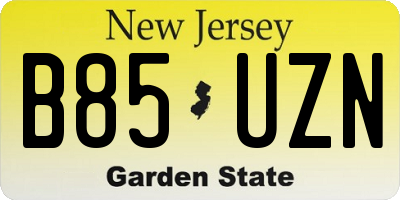 NJ license plate B85UZN