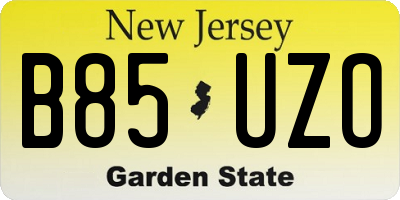 NJ license plate B85UZO