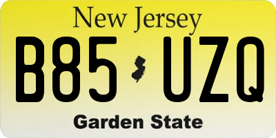 NJ license plate B85UZQ