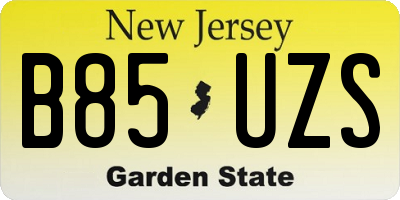 NJ license plate B85UZS