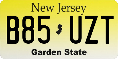 NJ license plate B85UZT