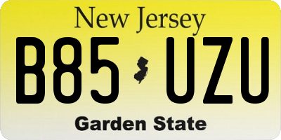 NJ license plate B85UZU