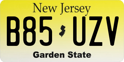 NJ license plate B85UZV