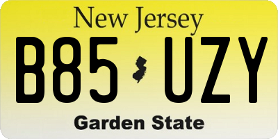 NJ license plate B85UZY