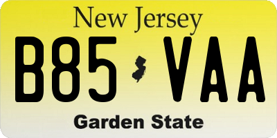 NJ license plate B85VAA